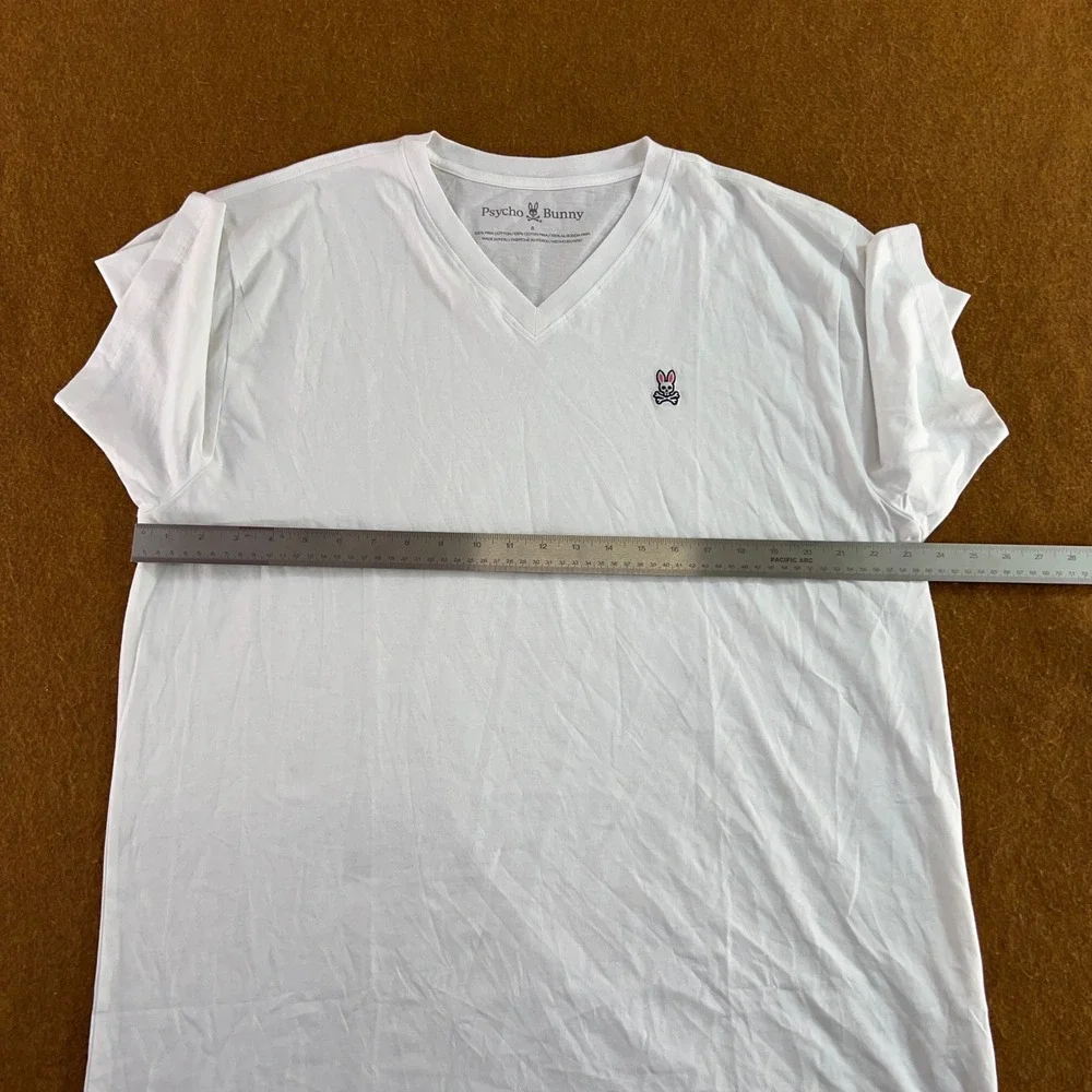 Psycho Bunny Mens 8-XXL White Classic V Neck Logo T-Shirt NWT